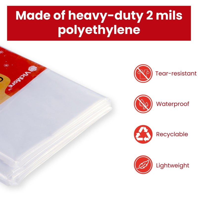 VicMore Christmas Tree Disposal Bag 9x6 ft Clear Plastic â€“ Heavy-Duty, Tear-Resistant & Odorless Polyethylene for Real or Artificial Xmas Tree Removal, Storage & Moving - Image 4